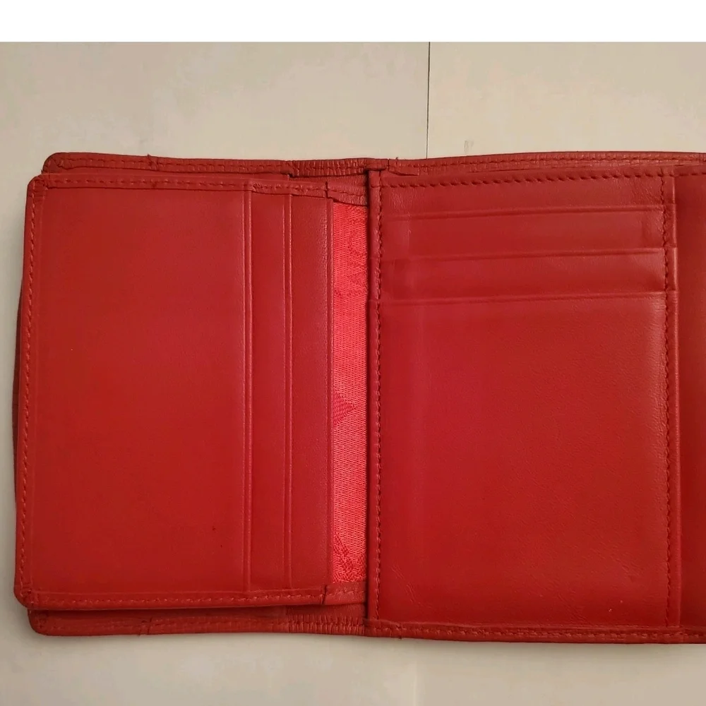 MCM Scarlet Leather Wallet with Gold Accents - Picture 3 of 8